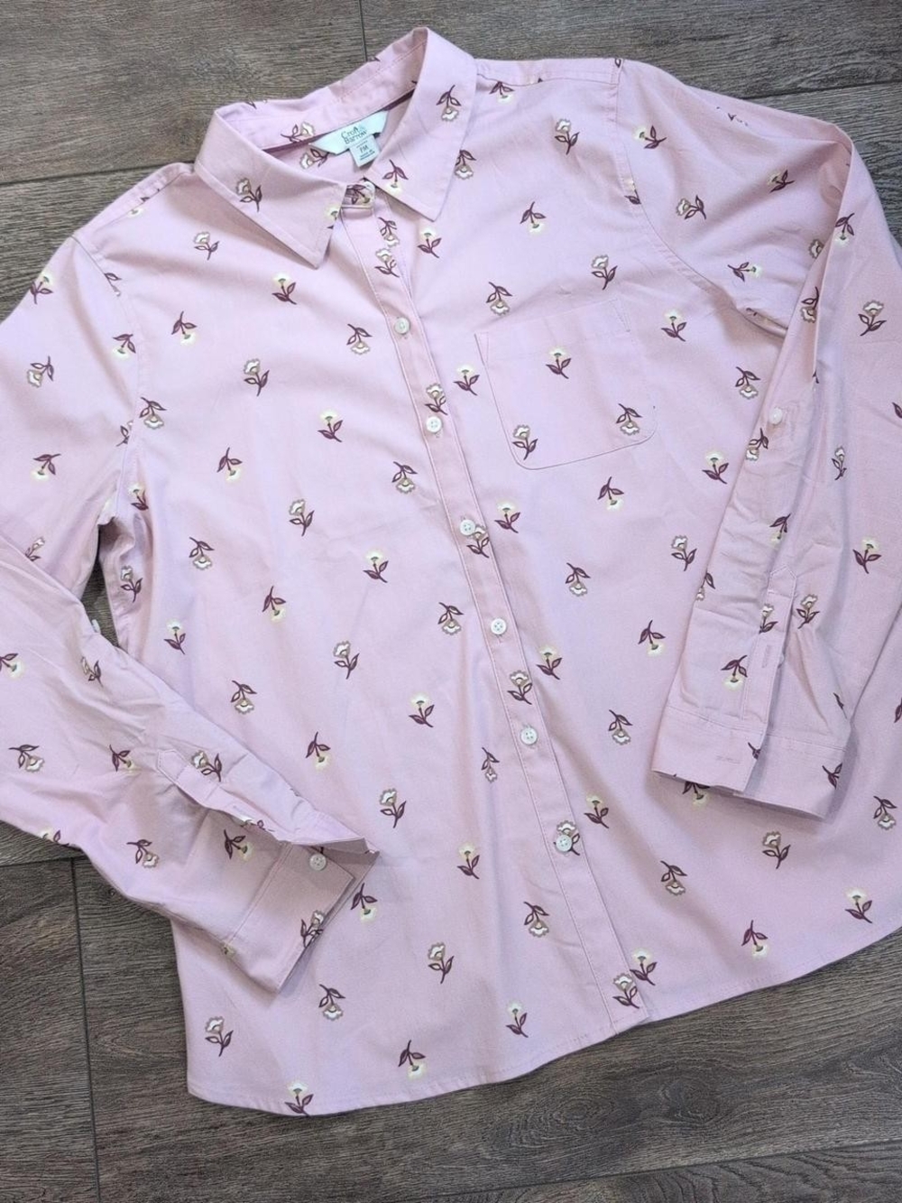 croft & barrow Pale Pink Floral Button-Down Shirt